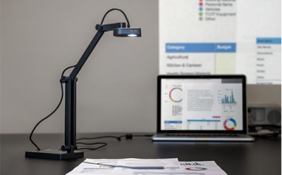 INTEGRATED LED LIGHT. The materials presented are captured clearly, even in low-light environments.